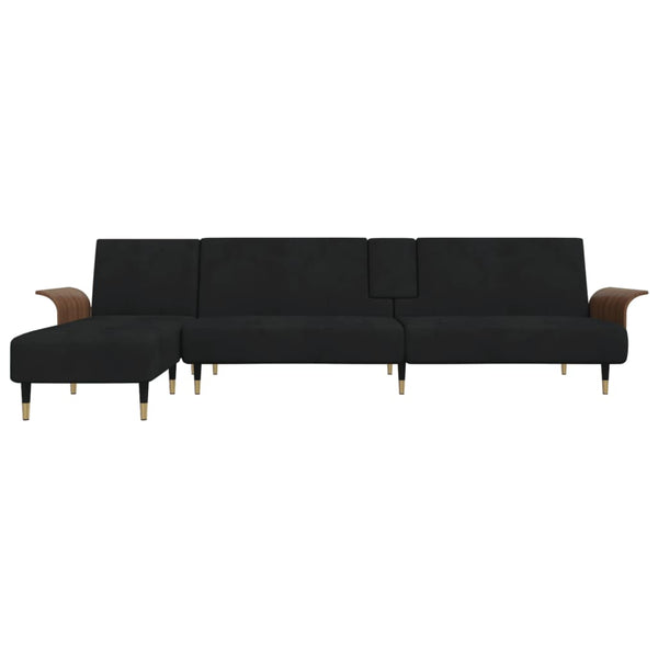 vidaXL L-shaped Sofa Bed Black 279x140x70 cm Velvet