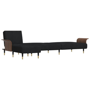 vidaXL L-shaped Sofa Bed Black 279x140x70 cm Velvet