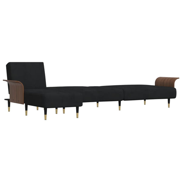 vidaXL L-shaped Sofa Bed Black 279x140x70 cm Velvet