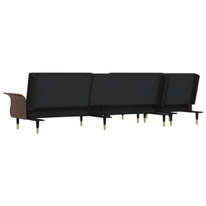 vidaXL L-shaped Sofa Bed Black 279x140x70 cm Velvet