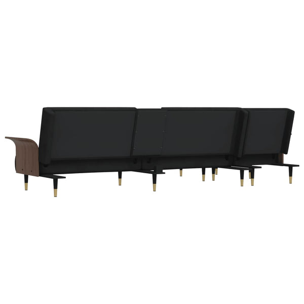 vidaXL L-shaped Sofa Bed Black 279x140x70 cm Velvet