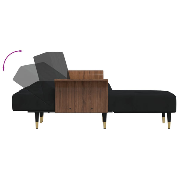 vidaXL L-shaped Sofa Bed Black 279x140x70 cm Velvet