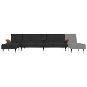 vidaXL L-shaped Sofa Bed Black 279x140x70 cm Velvet