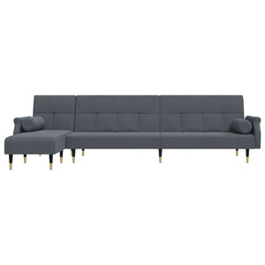 vidaXL L-shaped Sofa Bed Dark Grey 271x140x70 cm Velvet