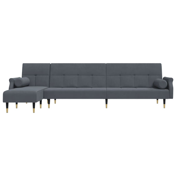 vidaXL L-shaped Sofa Bed Dark Grey 271x140x70 cm Velvet