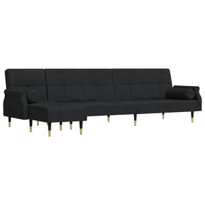 vidaXL L-shaped Sofa Bed Black 271x140x70 cm Velvet