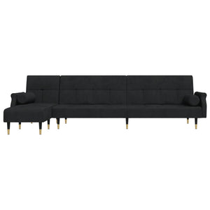 vidaXL L-shaped Sofa Bed Black 271x140x70 cm Velvet