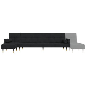vidaXL L-shaped Sofa Bed Black 271x140x70 cm Velvet