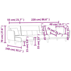vidaXL L-shaped Sofa Bed Dark Grey 275x140x70 cm Fabric