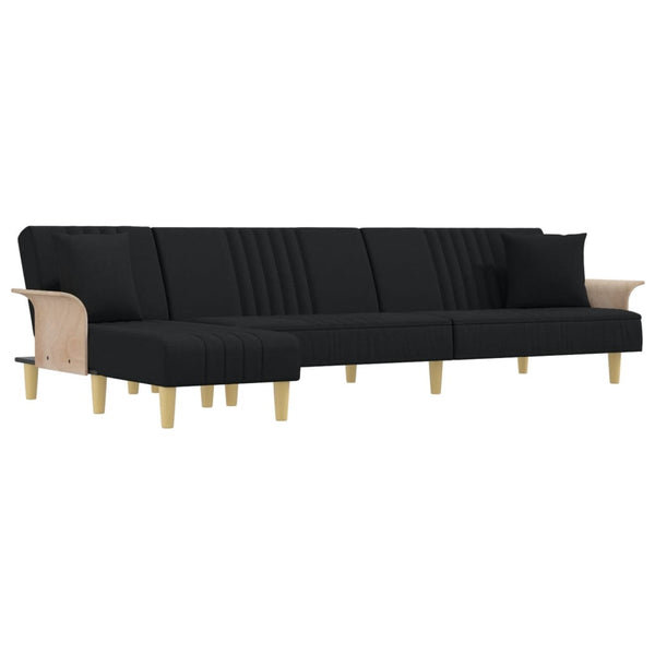 vidaXL L-shaped Sofa Bed Black 279x140x70 cm Fabric