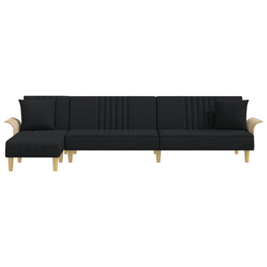 vidaXL L-shaped Sofa Bed Black 279x140x70 cm Fabric