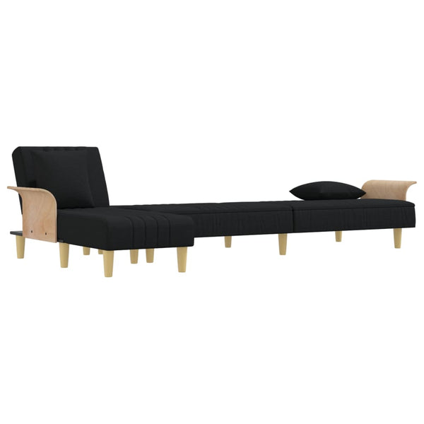 vidaXL L-shaped Sofa Bed Black 279x140x70 cm Fabric