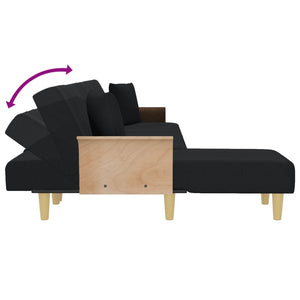 vidaXL L-shaped Sofa Bed Black 279x140x70 cm Fabric