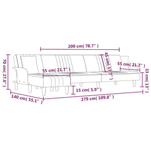 vidaXL L-shaped Sofa Bed Black 279x140x70 cm Fabric