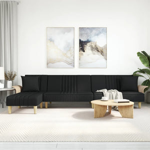 vidaXL L-shaped Sofa Bed Black 279x140x70 cm Fabric