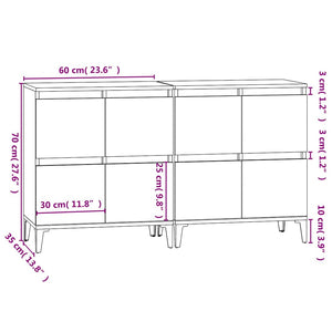 vidaXL Sideboards 2 pcs. Concrete Grey 60x35x70 cm Engineered Wood