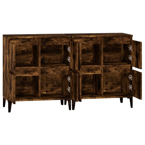 vidaXL Sideboards 2 pcs. Smoked Oak 60x35x70 cm Engineered Wood