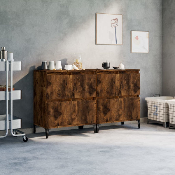 vidaXL Sideboards 2 pcs. Smoked Oak 60x35x70 cm Engineered Wood