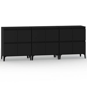 vidaXL Sideboards 3 pcs. Black 60x35x70 cm Engineered Wood