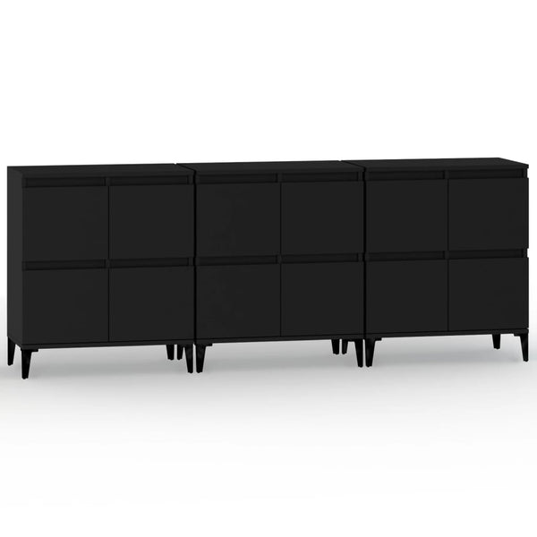vidaXL Sideboards 3 pcs. Black 60x35x70 cm Engineered Wood
