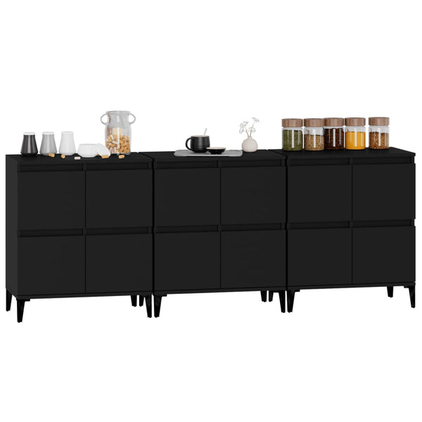 vidaXL Sideboards 3 pcs. Black 60x35x70 cm Engineered Wood