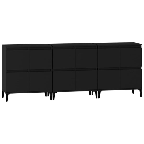 vidaXL Sideboards 3 pcs. Black 60x35x70 cm Engineered Wood