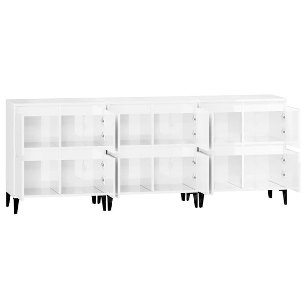 vidaXL Sideboards 3 pcs. High-Gloss White 60x35x70 cm Engineered Wood