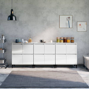 vidaXL Sideboards 3 pcs. High-Gloss White 60x35x70 cm Engineered Wood