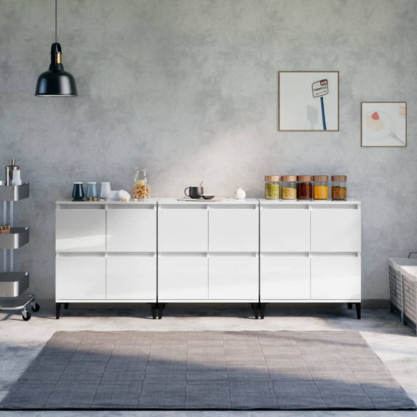 vidaXL Sideboards 3 pcs. High-Gloss White 60x35x70 cm Engineered Wood