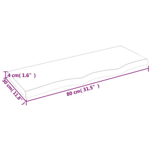 vidaXL Solid Unfinished Wood Vanity Top 80x30x(2-4) cm