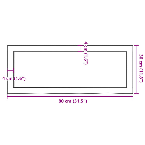 vidaXL Solid Unfinished Wood Vanity Top 80x30x(2-4) cm