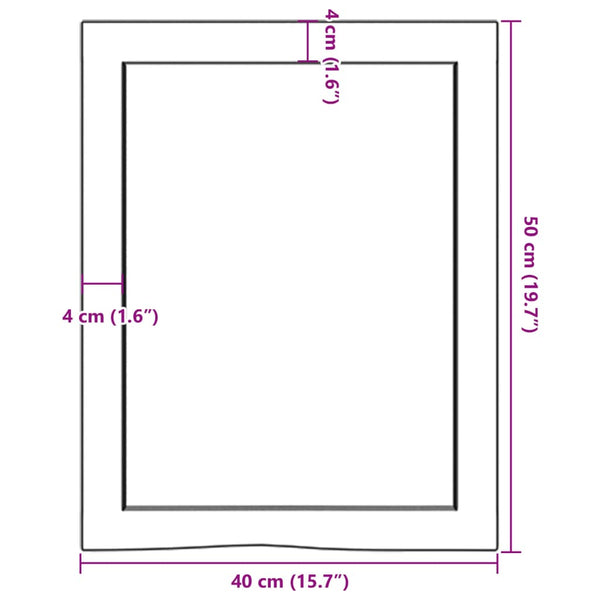 Waschtischplatte Hellbraun 40x50x(2-4) cm Massivholz Behandelt