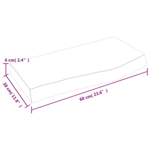 Waschtischplatte Hellbraun 60x30x(2-6) cm Massivholz Behandelt