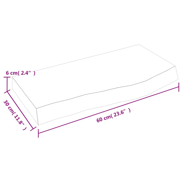 Waschtischplatte Hellbraun 60x30x(2-6) cm Massivholz Behandelt