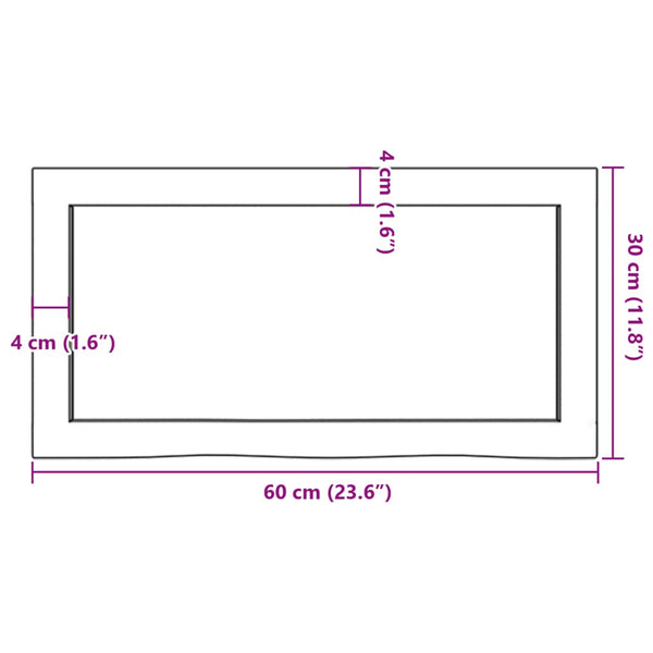 Waschtischplatte Hellbraun 60x30x(2-6) cm Massivholz Behandelt