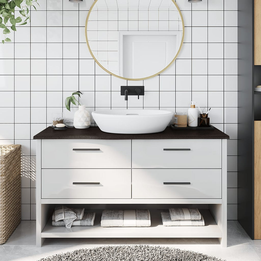 vidaXL Dark Brown Washbasin Top 100x30x2 cm Solid Treated Wood