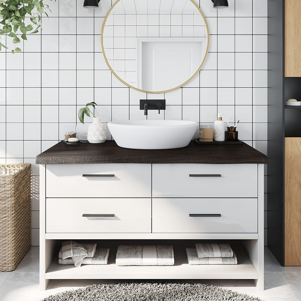 vidaXL Dark Brown Washbasin Top 100x50x(2-6) cm Solid Wood