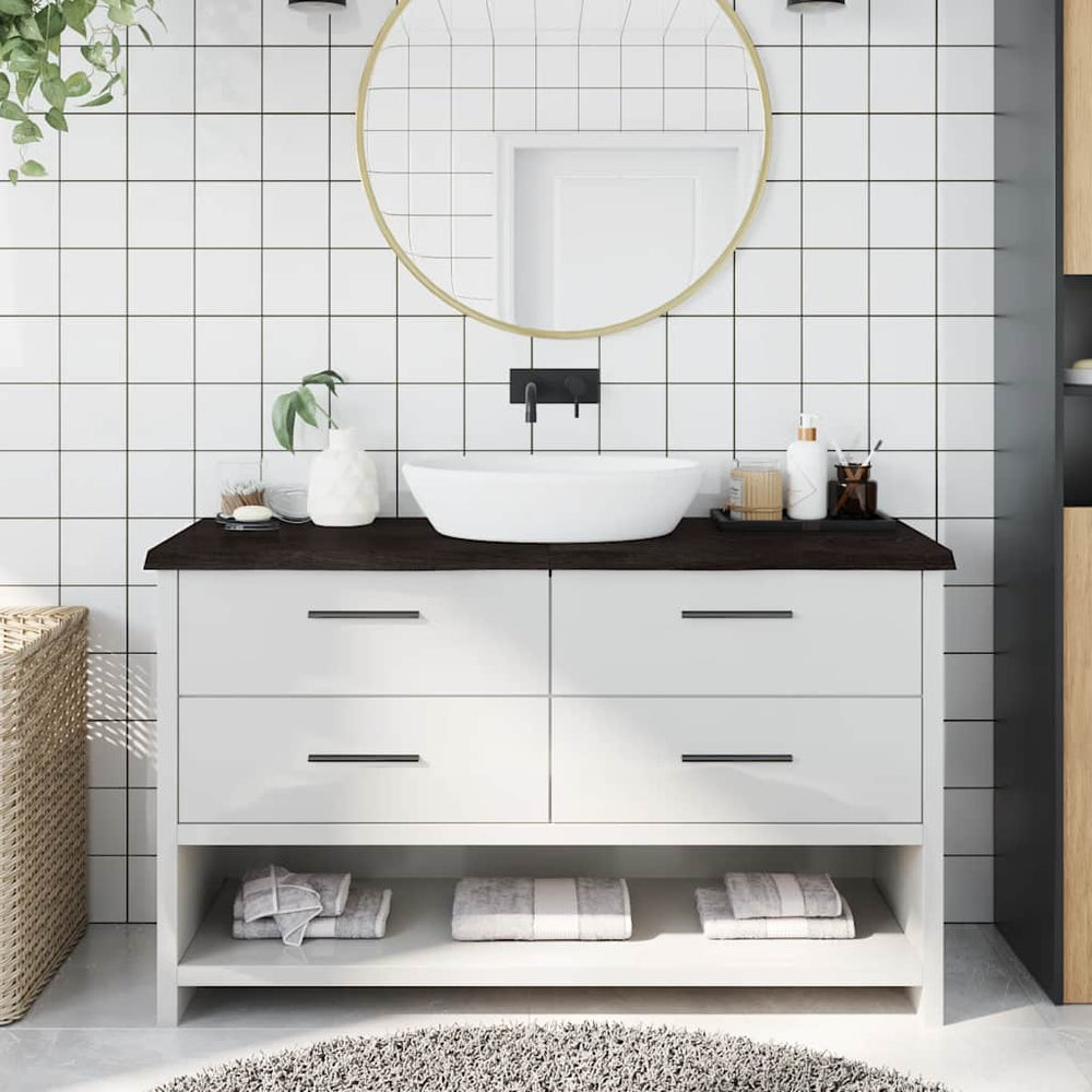 vidaXL Dark Brown Washbasin Top 140x30x(2-4) cm Solid Wood