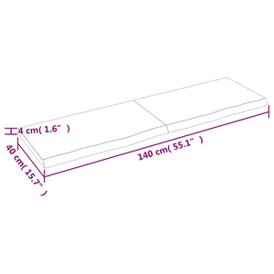 vidaXL Countertop Dark Brown 140x40x(2-4)cm Solid Wood