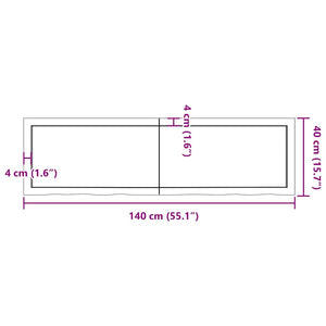 vidaXL Countertop Dark Brown 140x40x(2-4)cm Solid Wood