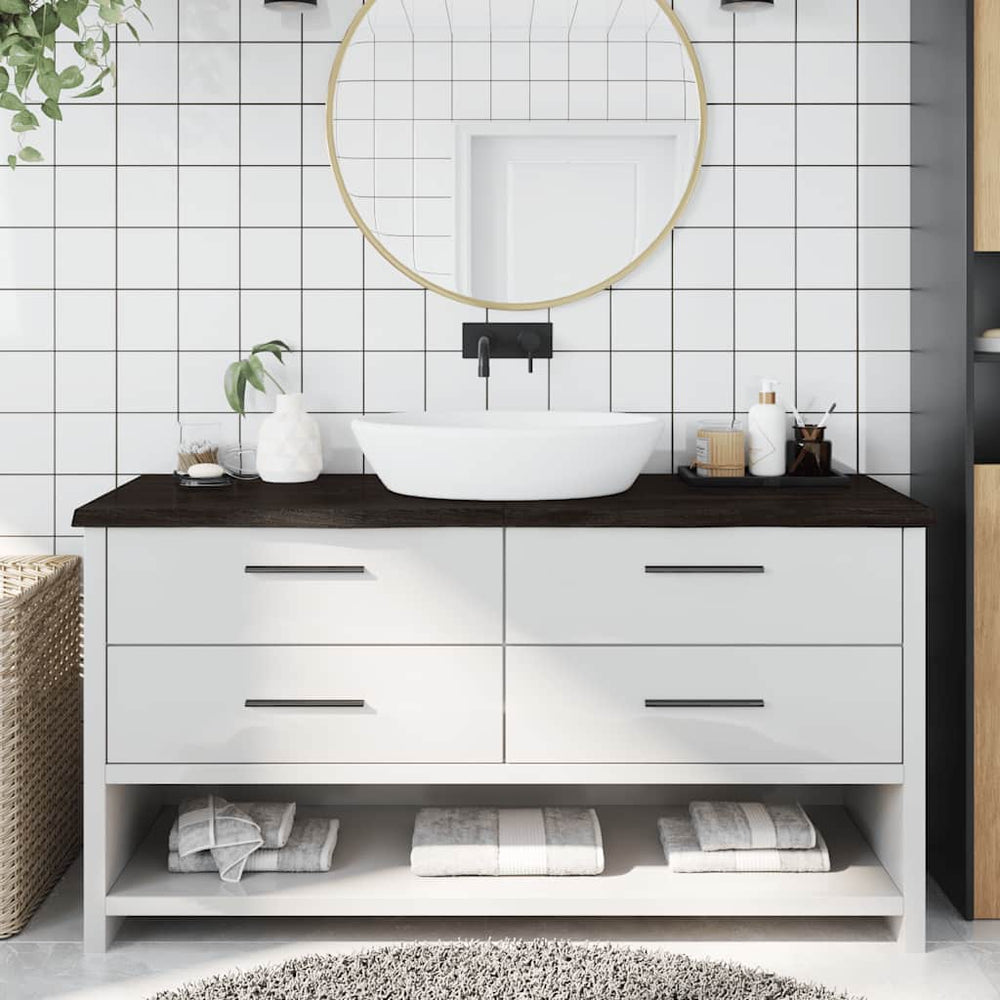 vidaXL Dark Brown Washbasin Top 160x50x(2-4)cm Solid Wood
