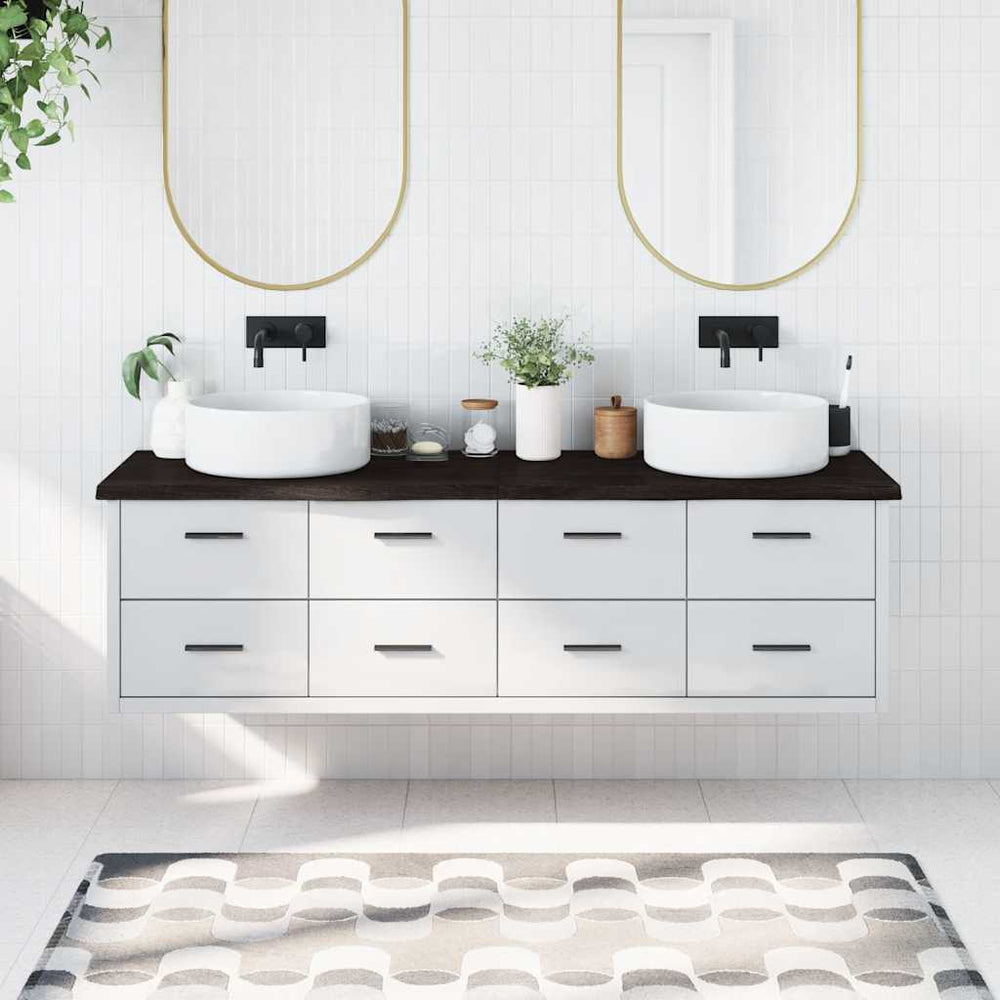 vidaXL Washbasin Countertop Dark Brown 180x60x(2-4) cm Solid Wood