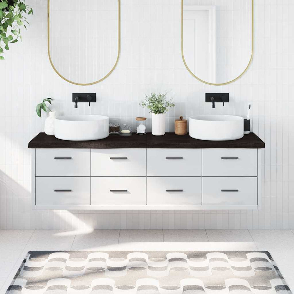 vidaXL Dark Brown Washbasin Top 180x60x(2-6)cm Solid Wood