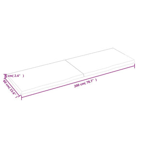 vidaXL Washbasin Top Dark Brown 200x60x(2-6)cm Solid Wood