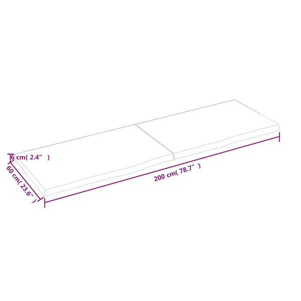 vidaXL Washbasin Top Dark Brown 200x60x(2-6)cm Solid Wood