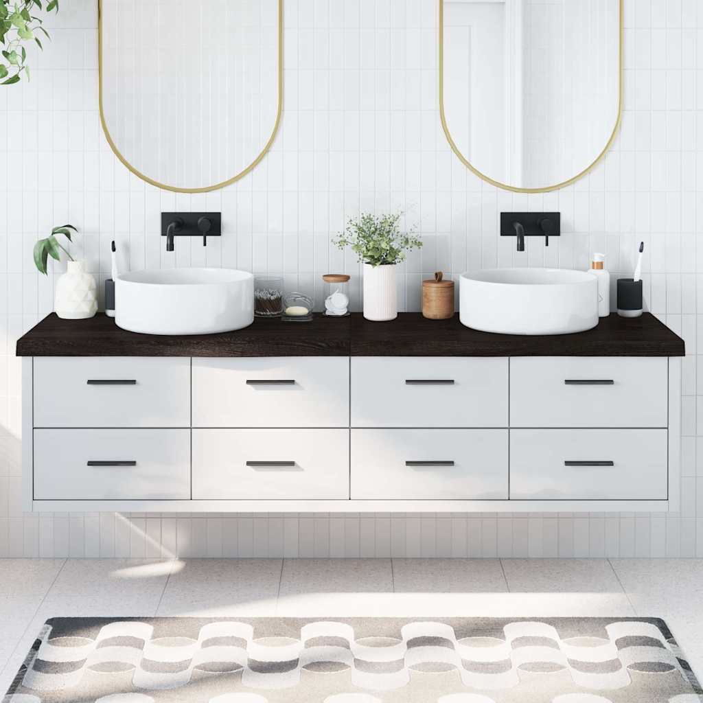 vidaXL Washbasin Top Dark Brown 200x60x(2-6)cm Solid Wood