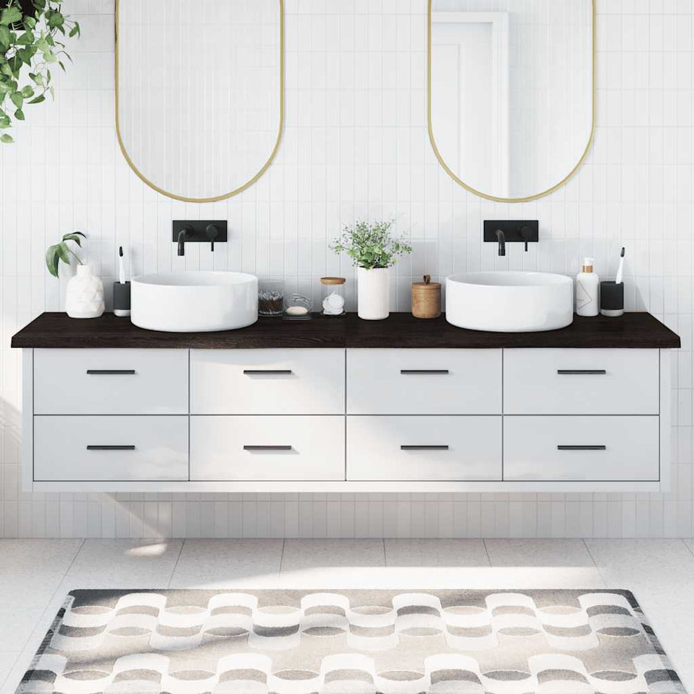 vidaXL Dark Brown Washbasin Top 220x50x(2-4) cm Solid Wood