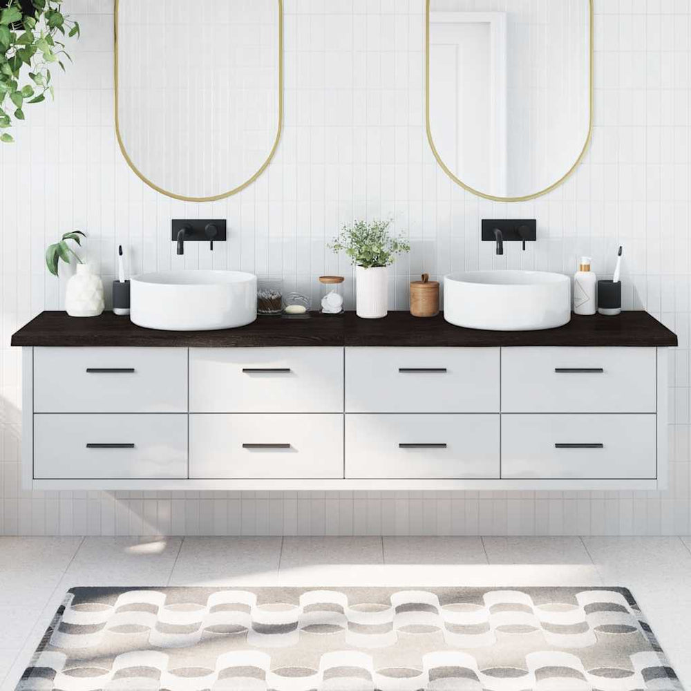 vidaXL Dark Brown Washbasin Top 220x60x(2-4) cm Solid Wood