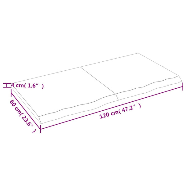 vidaXL Tabletop 120x60x(2-4) cm Solid Oak Untreated