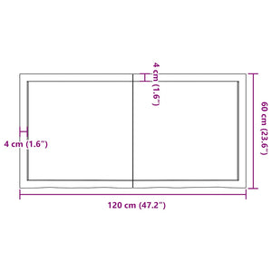 vidaXL Tabletop 120x60x(2-4) cm Solid Oak Untreated